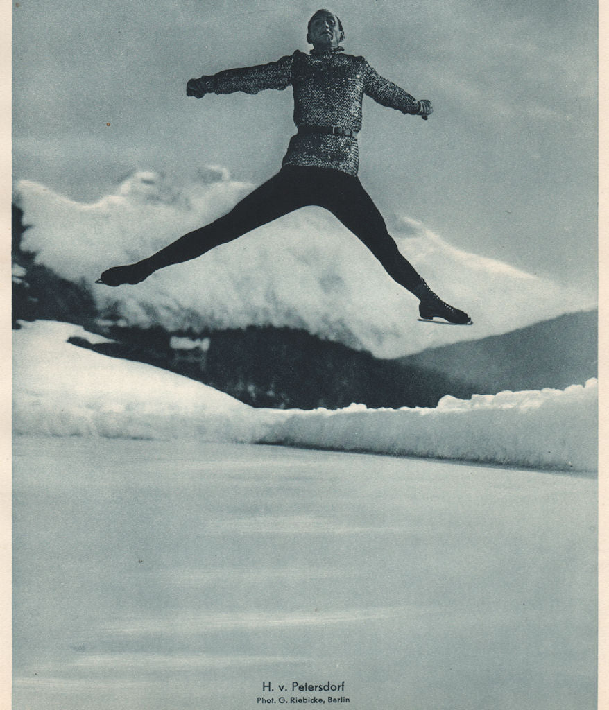 ICE FIGURE SKATING. H.v. Petersdorf 1935 old vintage print picture